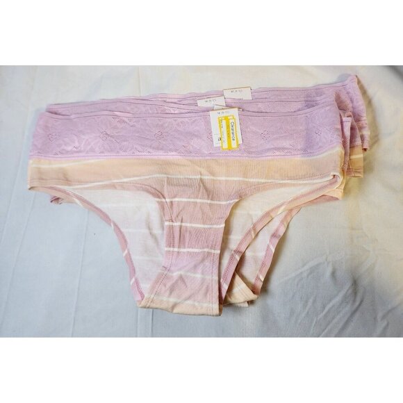 Auden Other - New Auden Womens Pink Stripe 6 Pack Cotton Blend Mid-Rise Cheeky Underwear Sze M